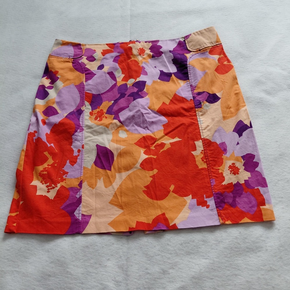 New York & Company Stretch Floral Skirt Size 16 Multicolor Vibrant Artsy Summer